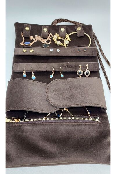 Gold Box منظم المجوهرات وحقيبة السفر قابلة للطي