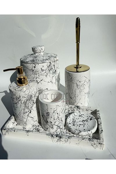 Ture Concept Black and White Patterned Bathroom Set