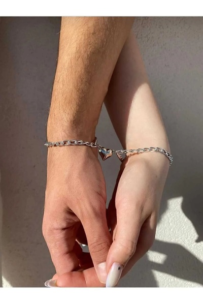 İYİ MODA سوار قلب مغناطيسي للزوجين مكون من قطعتين