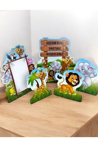 Safari Σετ στολίδια για πάρτι Animals Table Top 5 τεμαχίων