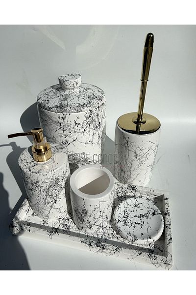 Ture Concept Black and White Patterned Bathroom Set