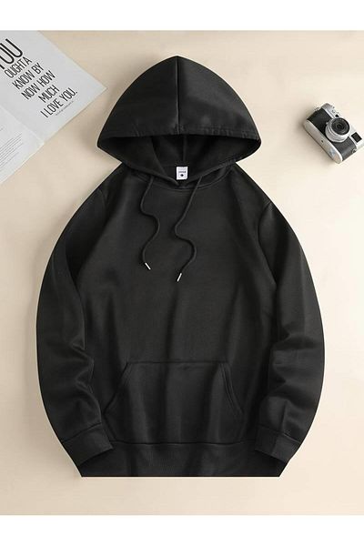 Toum Atlas Printed Black Hooded Blunt Blunt Sweatshirt