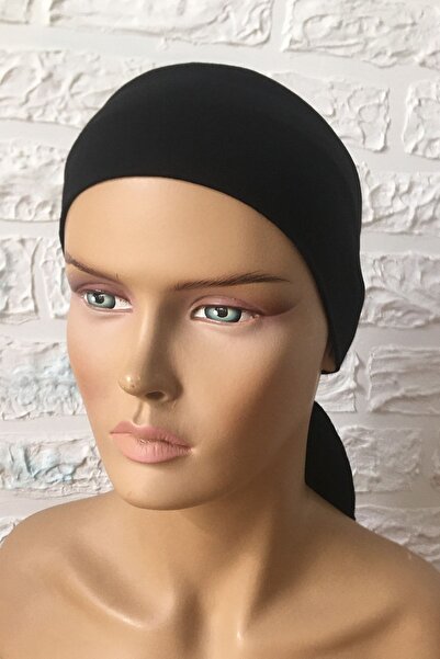 Vera Combed Cotton Bandana Black Bonnet Inner Bonnet Tied Band Combed Cotton Bonnet Head Scarf Bottom Hijab Lace-up Bonnet