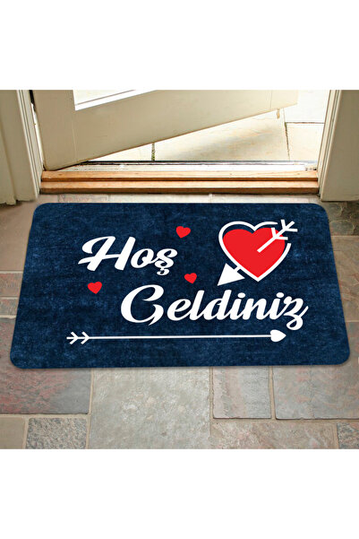 M&H Quality Welcome Written Flower Patterned Digital Door Mat - Washable Door Mat