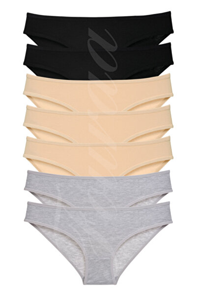 FOURAA Kadın Pamuklu Günlük Soft Renkli Seven Day Bikini Külot 7'li Paket