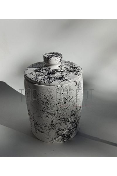 Ture Concept Concrete Black Patterned Bathroom Trash Can - 1 Design
