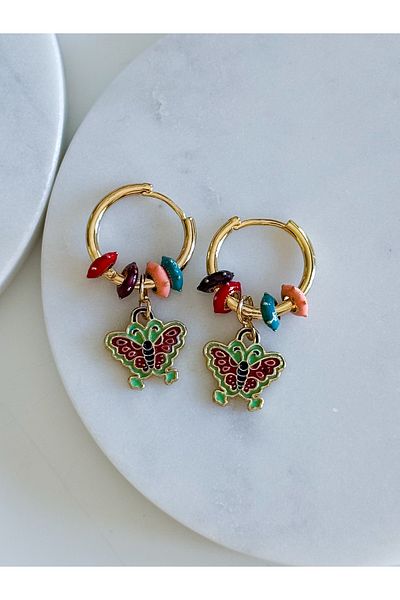 CHARMLUCKY Steel Charm Hoop Earring