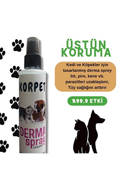 KorPet Kedi Köpek Dış Parazit Yara Bakımı Tüm Vücut Bakım Spreyi 100 ml