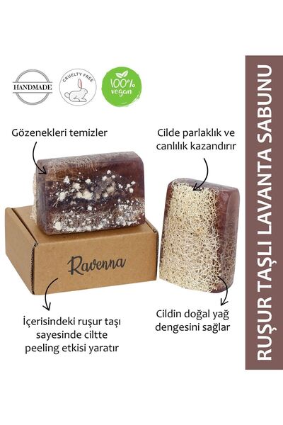 RAVENNA Doğal El Yapımı Ruşur Taşlı El Yapımı Kabak Lifli Lavanta Sabunu
