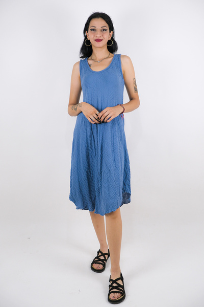 Türkiş Otantik KADIN MÜSLİN KALIN ASKILI ELBİSE