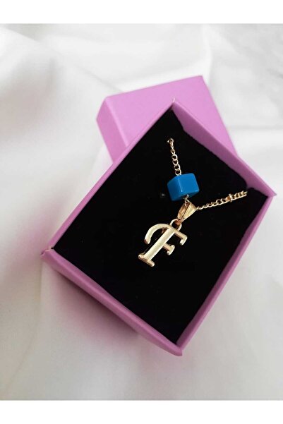 Judas Takı Kadın Boncuklu Gold F Harfli Kolye , Baş Harf Kolye