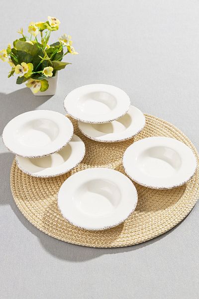 ŞURA MUTFAK Antiquing Cream 6-Piece Tea Plate