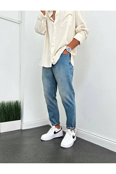 BDRMAN Blue Antique Ripped Detailed Boyfriend Jeans