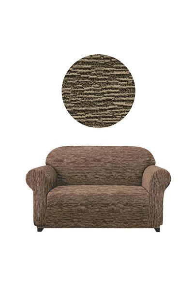 elgeyar 2-Person Flexible Jacquard Sofa - Bar Patterned, Skirtless, Sofa Bed Cover Included