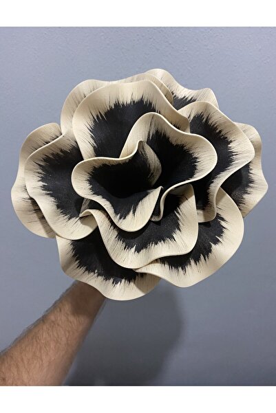 Ayka Aksesuar Decorative Handmade Luxury Latex Eva Artificial Flower - CREAM BLACK Detailed - Foam flower