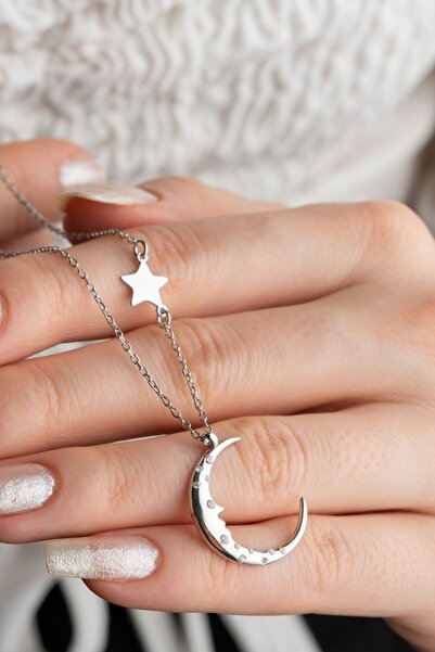 Silvano Jewelry 925 Ayar Gümüş Ay Dede Kolye