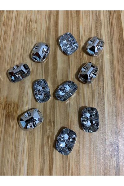 Öztürk Metalized Stone Look Button 1x1.4cm. Pack of 10. No:6