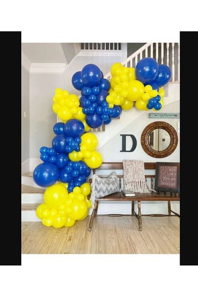 PartAntalya 50 Yellow and Navy Blue Balloons Set - 1 Balloon Chain