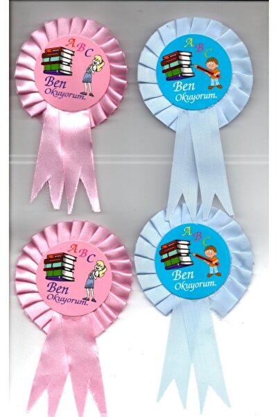 Genel Markalar Kurdelalı Ben Okuyorum Rozeti Büyük Boy 1 Adet Pembe 1 Adet Mavi