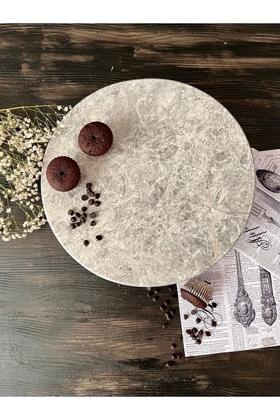 İDAY HOME Marble Presentation Holder Silver Decorative Black Ball Leg