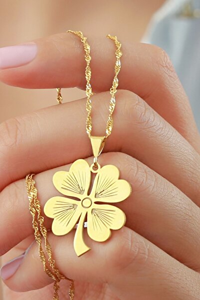 Silvano Jewelry 925 Ayar Gümüş Gold Yonca Kolye
