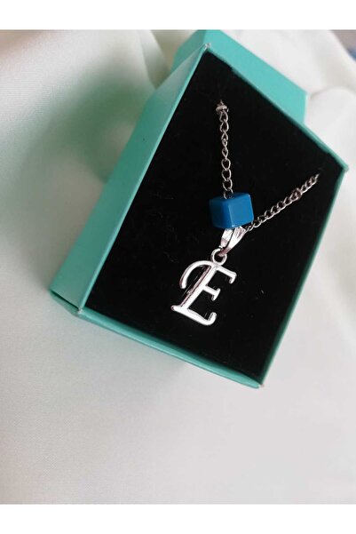 Judas Takı Beaded Silver Women's Necklace - E and Initial Design