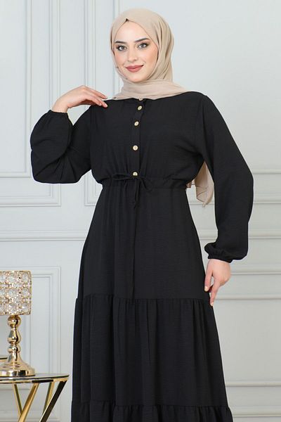 MA GİYİM Afra Aerobin Dress - Special for Black Closures with Lace Detail