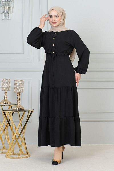 MA GİYİM Afra Aerobin Dress - Special for Black Closures with Lace Detail