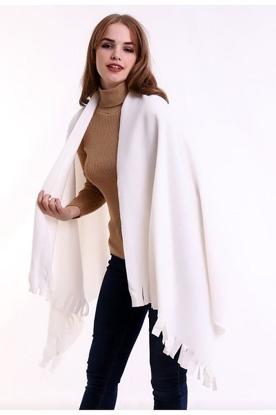 NERGIZ Ecru Color Fleece Scarf Shawl