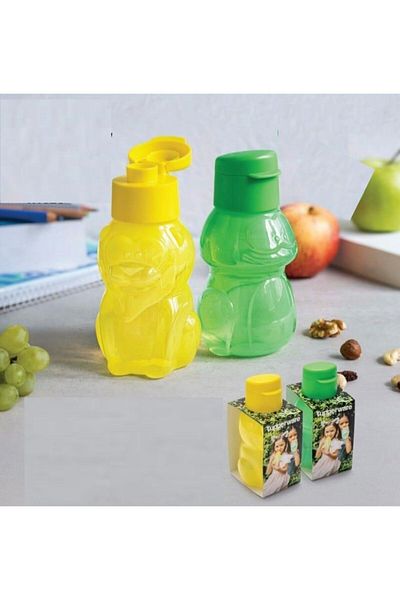 Tupperware Eco Bottle 350ml Yellow Lion and Green Frog Set of 2 Water Bottle Water Bottle