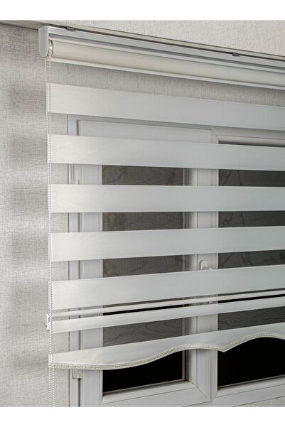 bizdenperde Etekli Beyaz Düz Zebra Kaliteli Güneşlik Stor Perde