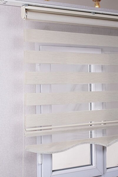 bizdenperde Etekli Krem Bambu Kaliteli Güneşlik Stor Perde