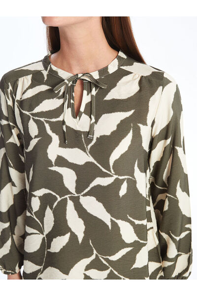 LC Waikiki LCW Bağlamalı Yaka Desenli Uzun Kollu Kadın Bluz