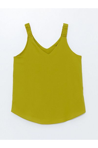 LC Waikiki LCW Damen-Bluse mit V-Ausschnitt, einfarbig