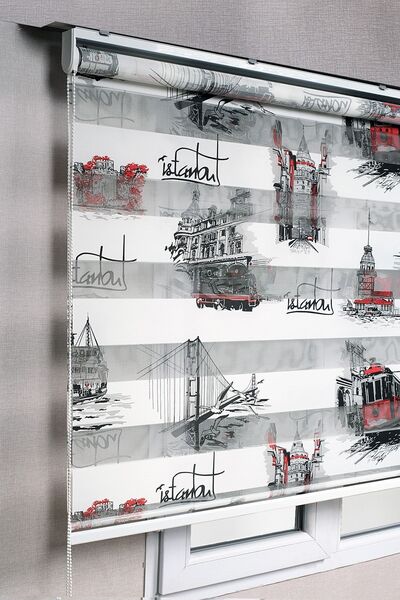 bizdenperde Istanbul Desenli Zebra Stor Güneşlik Perdeler