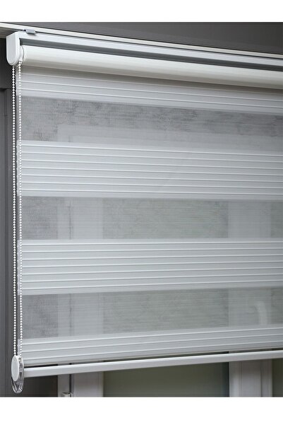 bizdenperde Pileli Kırık Beyaz Zebra Stor Kaliteli Güneşlik Perdeler