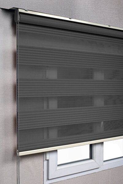 bizdenperde Pileli Antrasit Zebra Stor Kaliteli Güneşlik Perdeler