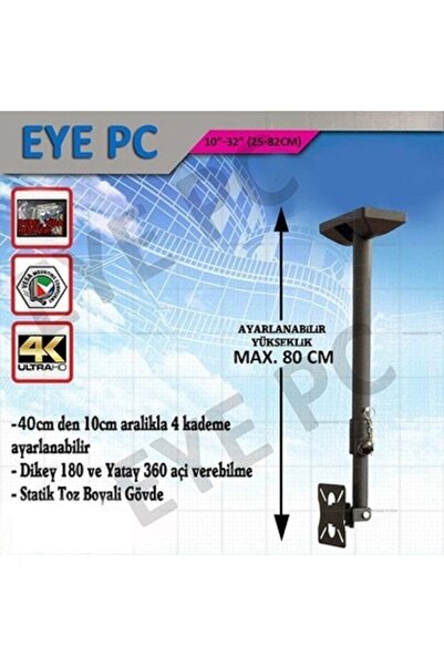 EYE PC 55 Ekran 82 Ekran Arası Tv Ler Için Tavan Duvar Askı Aparatı