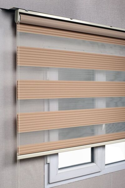 bizdenperde Pileli Kahverengi Zebra Stor Kaliteli Güneşlik Perdeler