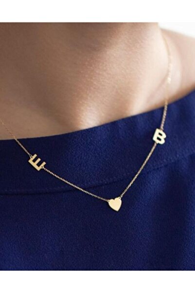 Genel Markalar Kadın Gümüş 2 Harfli Kalpli Kolye