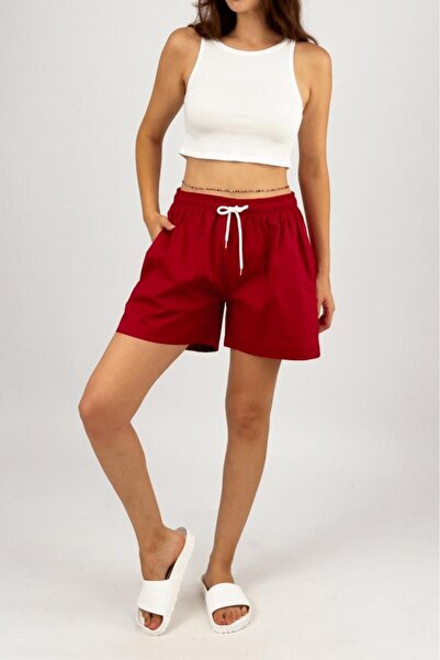 Betimoda White String Elastic Loose Cut Women's Shorts - Woven Cotton, Unprinted