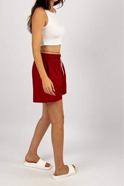 Betimoda White String Elastic Loose Cut Women's Shorts - Woven Cotton, Unprinted