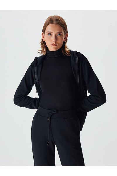 Ltb Navy Blue Hooded Zipper Cardigan