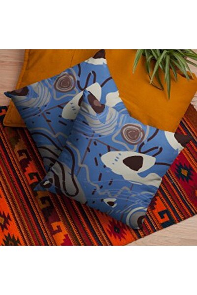 ALAMODECOR Dekorativni plavi boemski geometrijski apstraktni model set od 2 |...