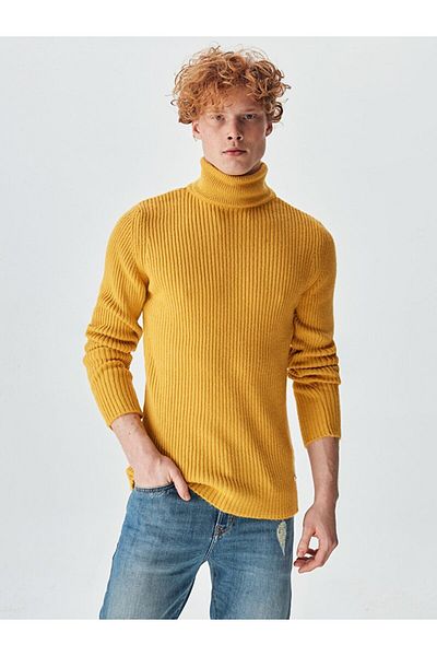 Ltb Ribbed Turtleneck Yellow Sweater