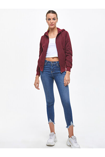 Ltb Zippered Basic Red Cardigan