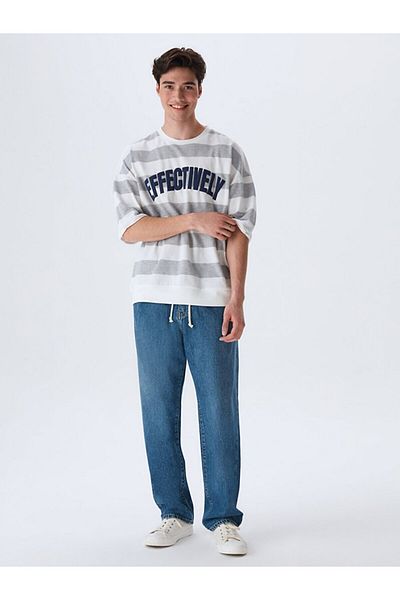 Ltb Thick Striped Slogan T-shirt