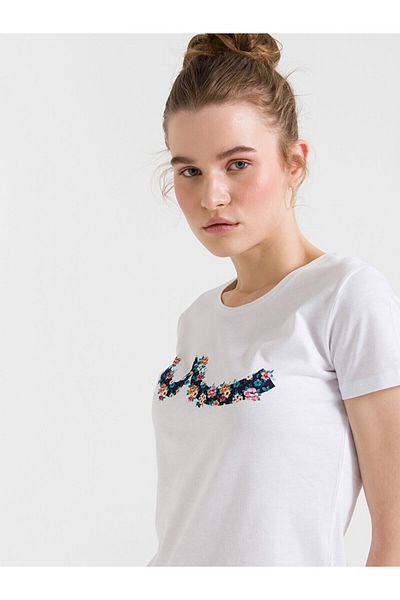 Ltb White Crew Neck T-shirt with Logo
