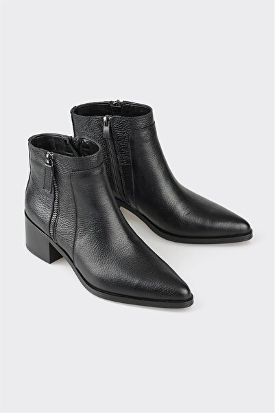 Elle Shoes Siyah Deri Kadın Klasik Bot