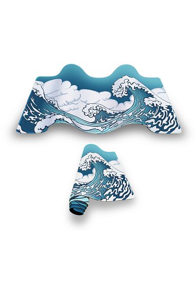 PORGE 90X40 XXL Blue Wave Kanagawa Gaming Mousepad - Large Mause Pad